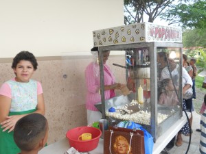 Popcorn went fast for just two tickets (a family in our church owns the machine)!