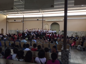 Our church choir sang "And Can It Be" and "Complete in Thee" in Spanish and in English.